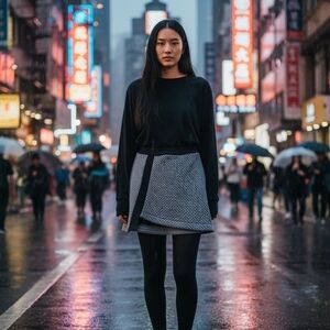 Harlowe & Graham Two-Tone Mini Skirt